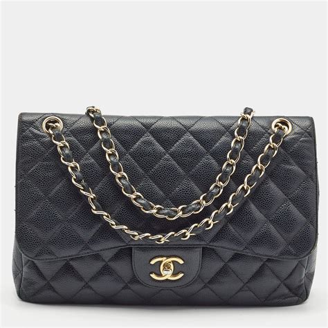 chanel caviar bag black|CHANEL Caviar Quilted Jumbo Double Flap Black.